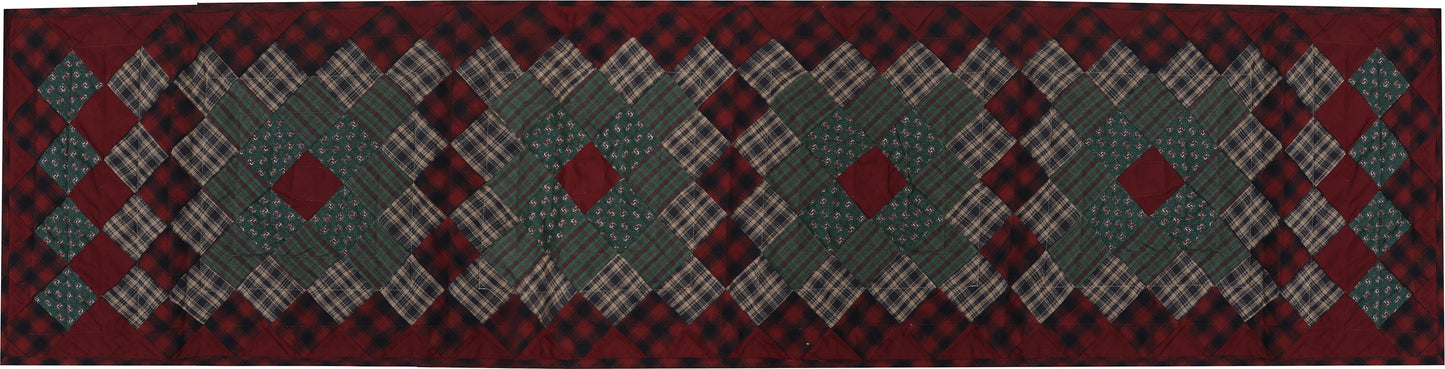 Quilted Table Runner & Toppers patchwork winter berry country plaid, calico print by HOME HEART Brands( made in INDIA)