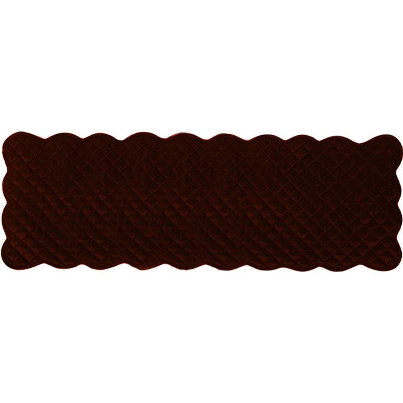 Dupioni silk brown farm house quilted Table Runner & Toppers scallop border reversible double layer by Home Heart Brands(made in INDIA)