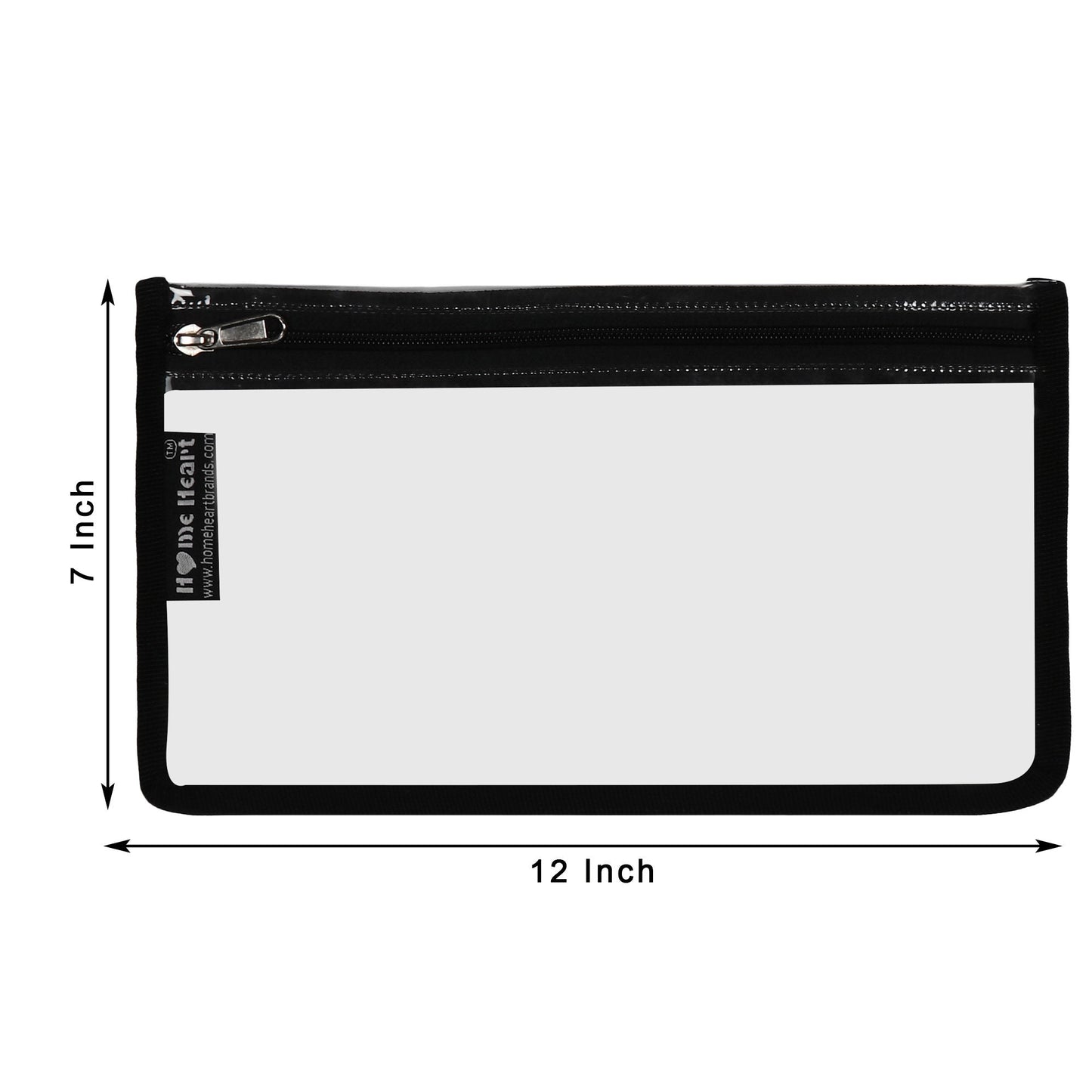 HOME HEART Brands multi-Purpose Water Resistant Clear Pvc Organizer Bag Pouch with #5 YKK Zipper Closure medium Size 7"x12"(Made in India)