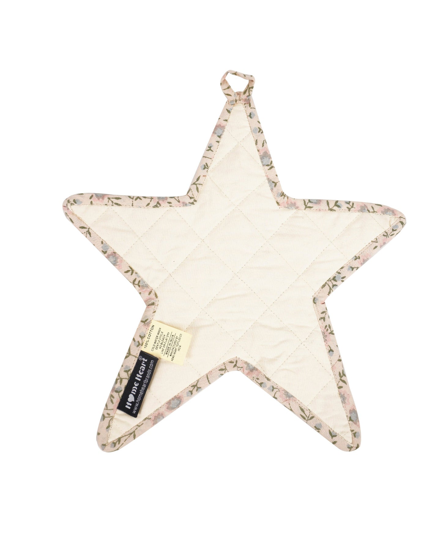 Quilted Trivet/Pot Holder/Table topper Calico Country light floral American patchwork star 10"x10" by HOME HEART Brands ( Made in India)