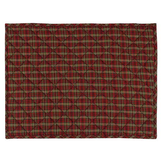 Quilted PLACEMAT cranberry red Country Plaid 14"X19" by HOME HEART Brands/Tablemat