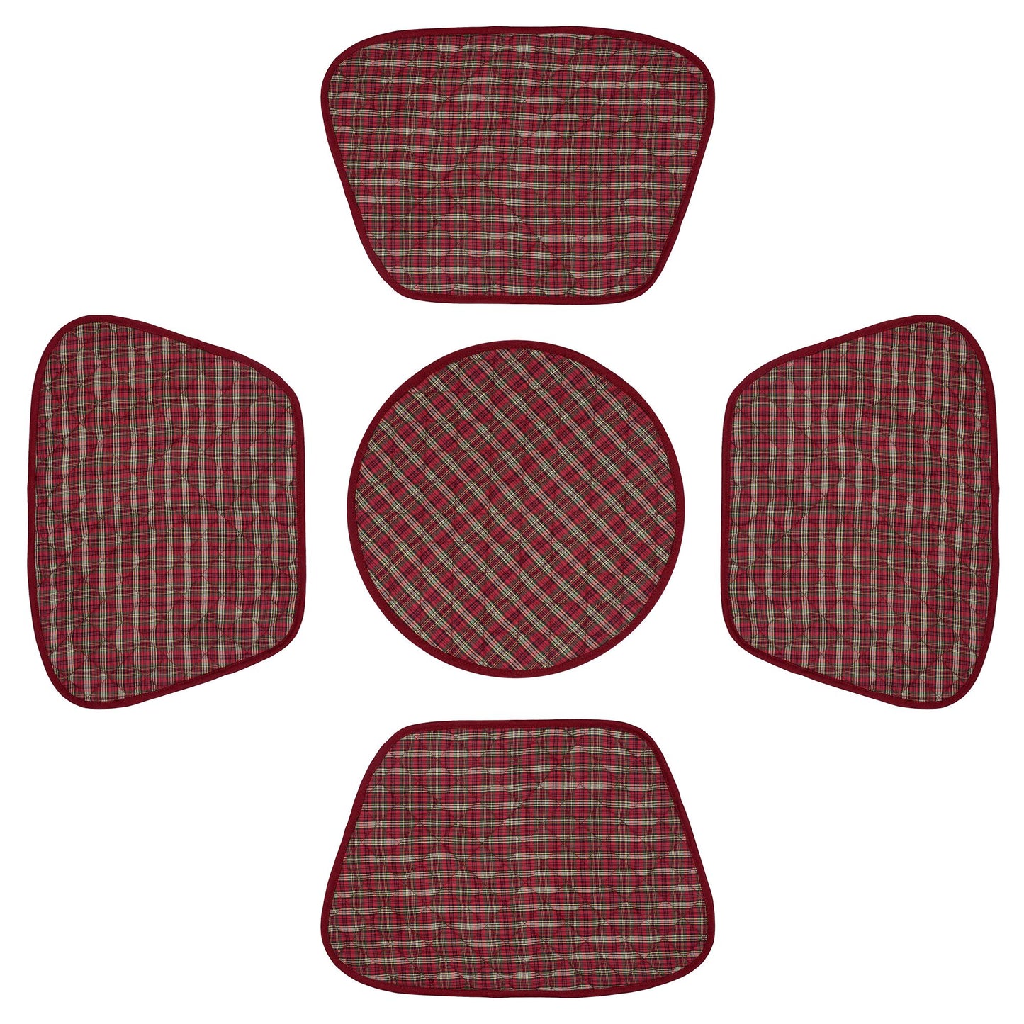 Wedge quilted placemat ,Trivet, pot holder, table mat christmas red plaid cotton reversible placemat by HOME HEART Brands(India)
