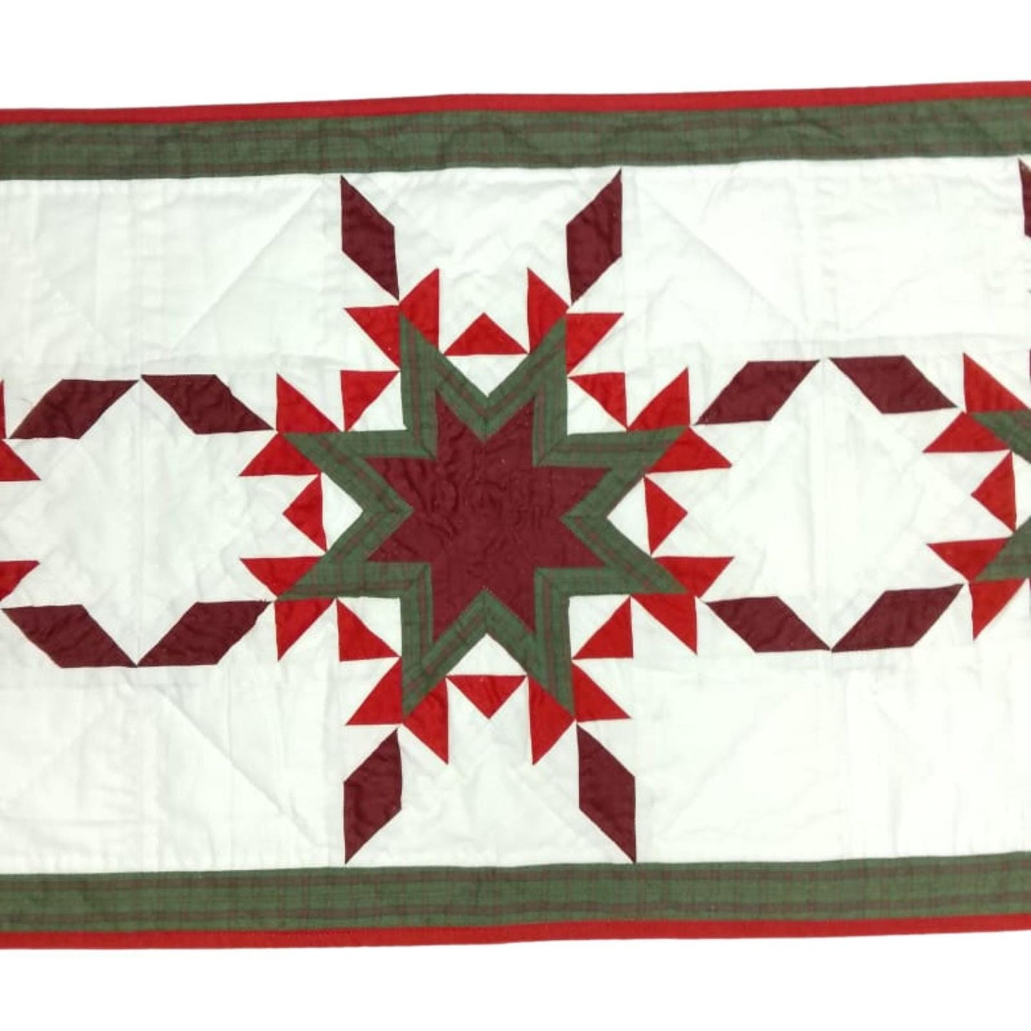 Table runner hand quilted, patchwork, Table Toppers Calico Country Feathered star Patchwork Table runner by HOME HEART Brands(made in INDIA)