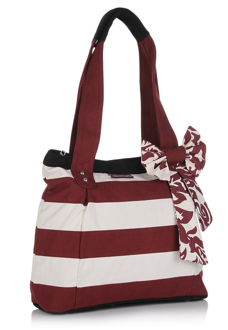 Hand bag duck cotton canvas bag hand crafted bow FRANCES bag by HOME HEART Brands(Made in India)
