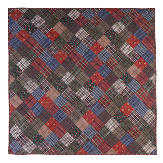 Calico plaid print Charms square 41"x41" country Cotton  Quilted Hand made patchwork Wall hanging & Toppers, baby quilt by HOME HEART Brands