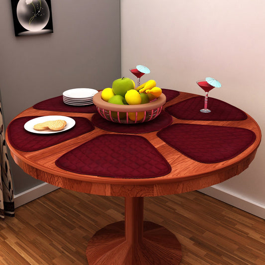 Wedge quilted placemat ,Trivet, pot holder, table mat burgundy duck cotton reversible by HOME HEART Brands( Made in India)