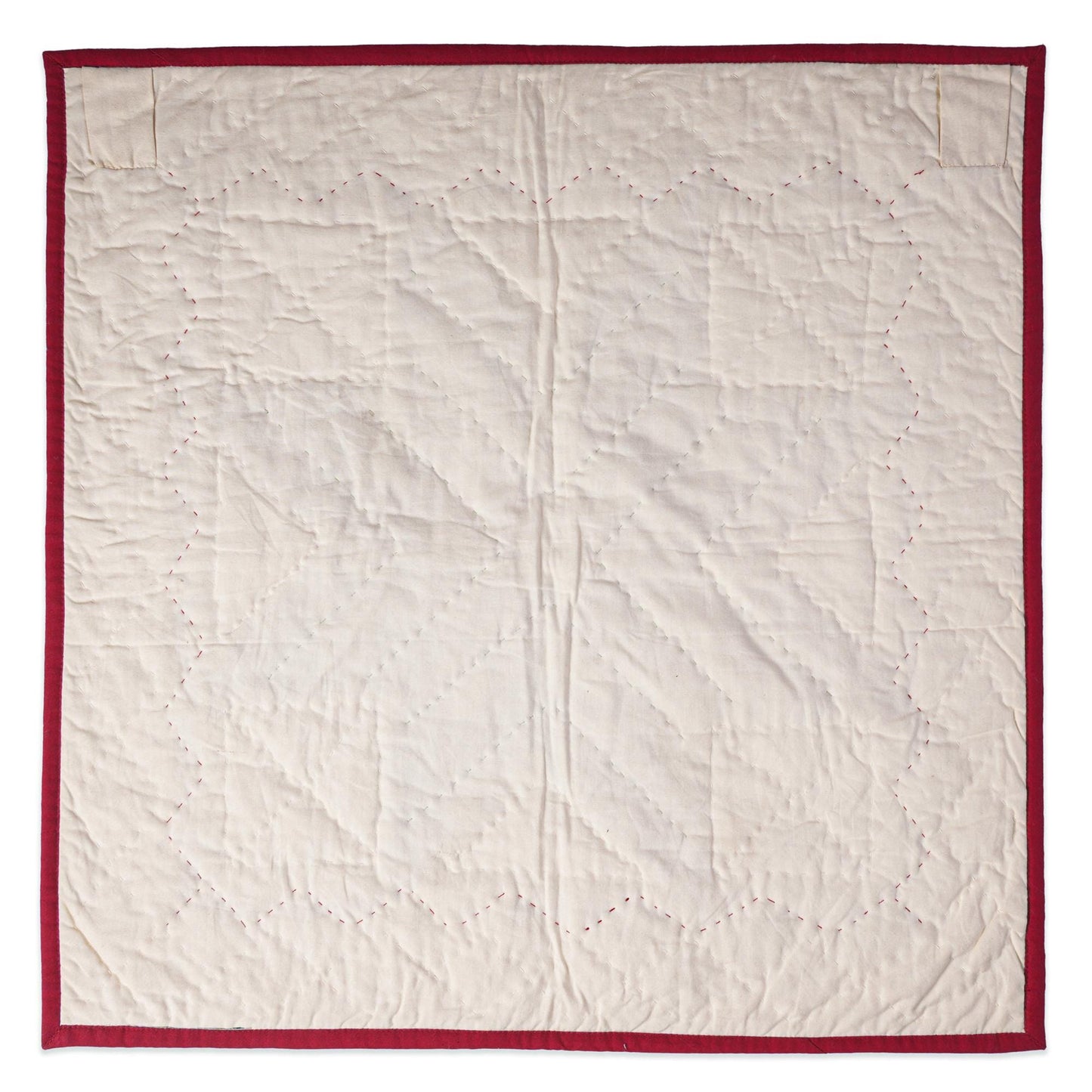 Hand made Hand quilted Throw Quilt, Table Topper 20"x20" Lone Star red green plaid calico quilt by Home Heart brands (Made in India)