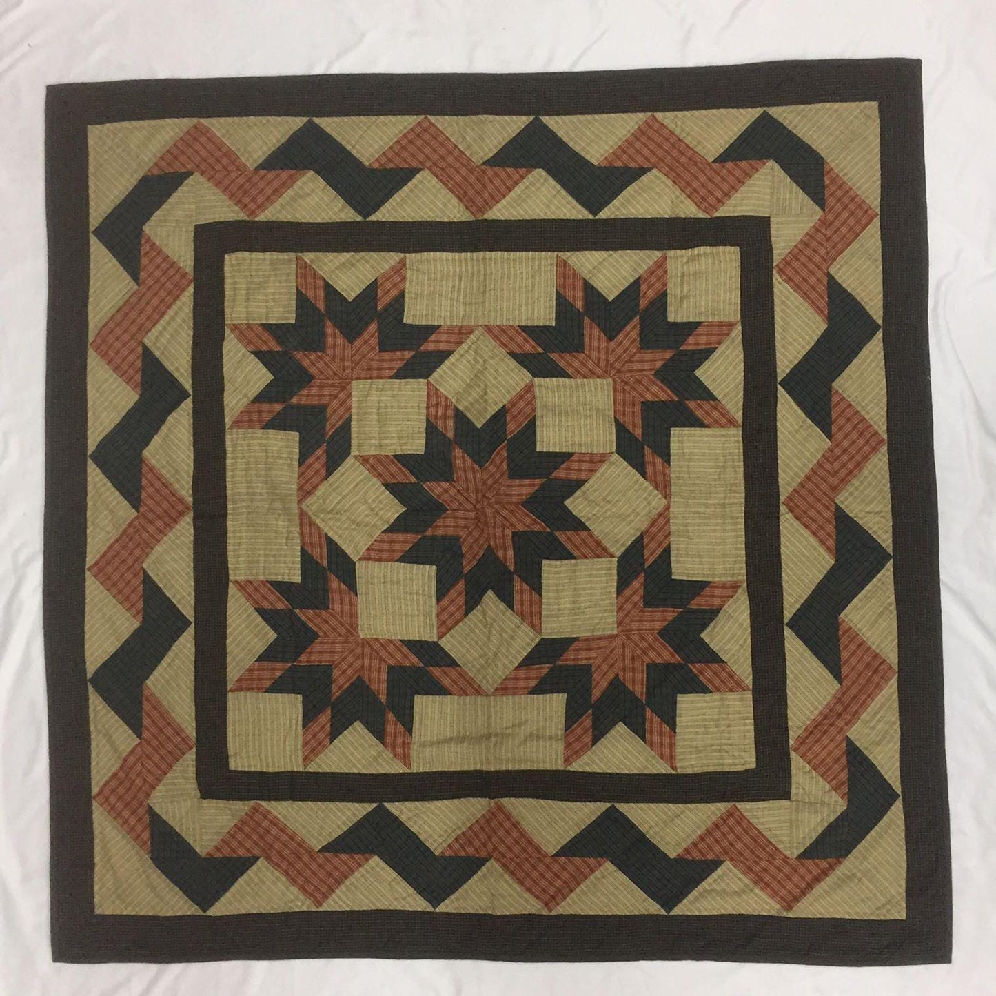 Hand made Hand quilted Throw Quilt, Table Toppers 44"x44" Christmas star galore patchwork Cotton quilt by Home Heart brands (Made in India)