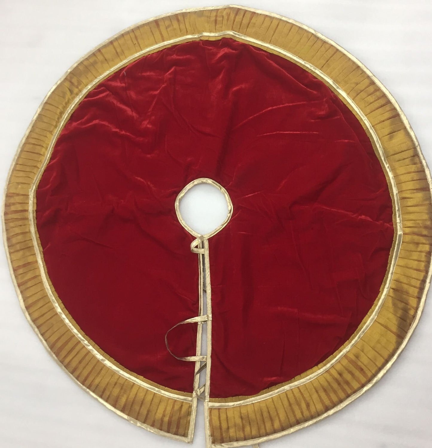 Christmas tree skirt Gold ruffle & red Micro Velvet fiber filled Thick Double Layer by HOME HEART Brands