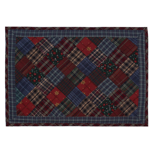 Quilted placemat & table mat patchwork winter mix country  plaid, calico print by HOME HEART Brands( made in INDIA)
