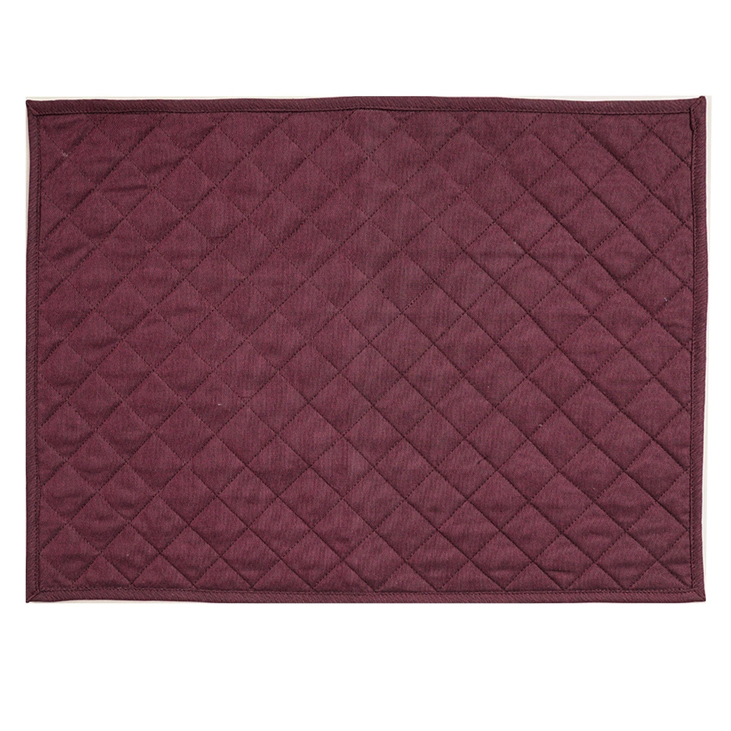 Quilted placemat table mat plum color 100% cotton chambray 14"X19" by HOME HEART Brands (made in INDIA)