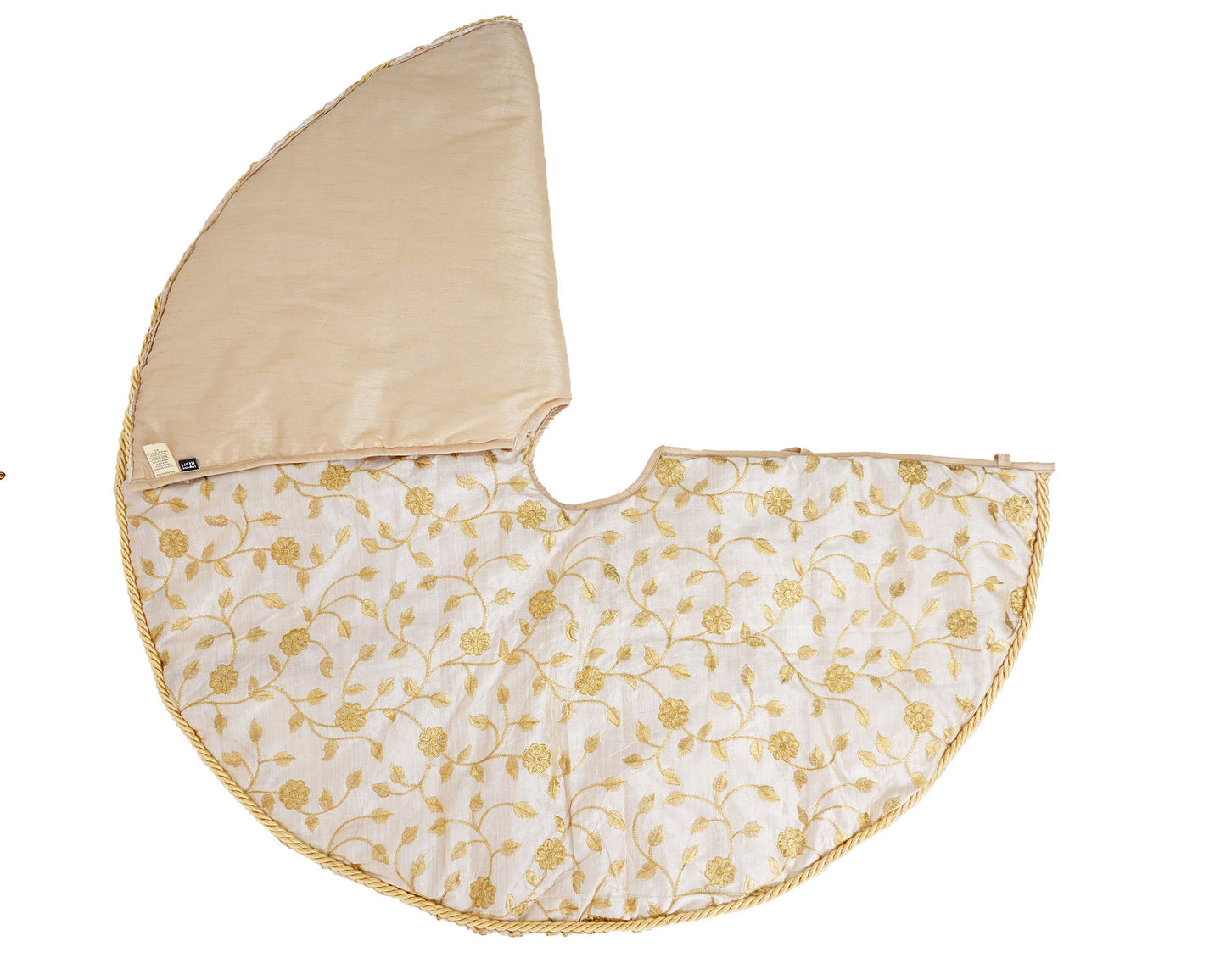 Christmas tree skirt 36" round Serenity Gold Embroidered jacquard fabric Thick Double Layer by HOME HEART Brands