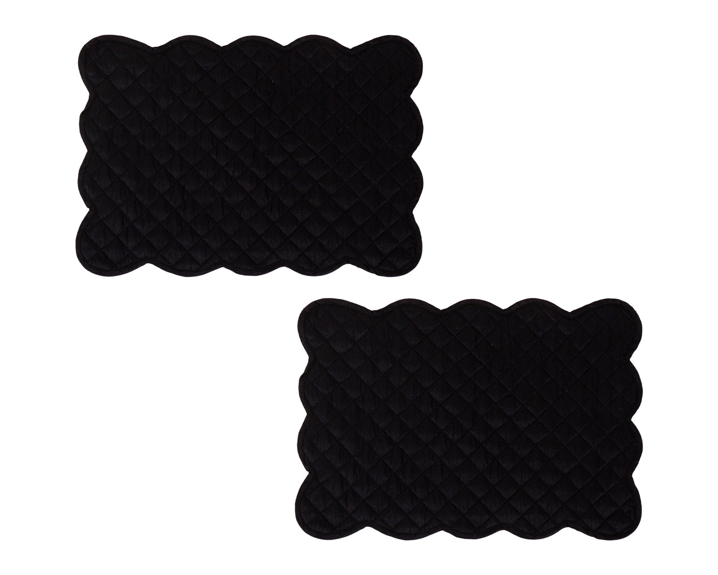 Dupioni Silk black reversible Quilted Table runner, Trivet, placemat  & Table toppers design by HOME HEART Brands