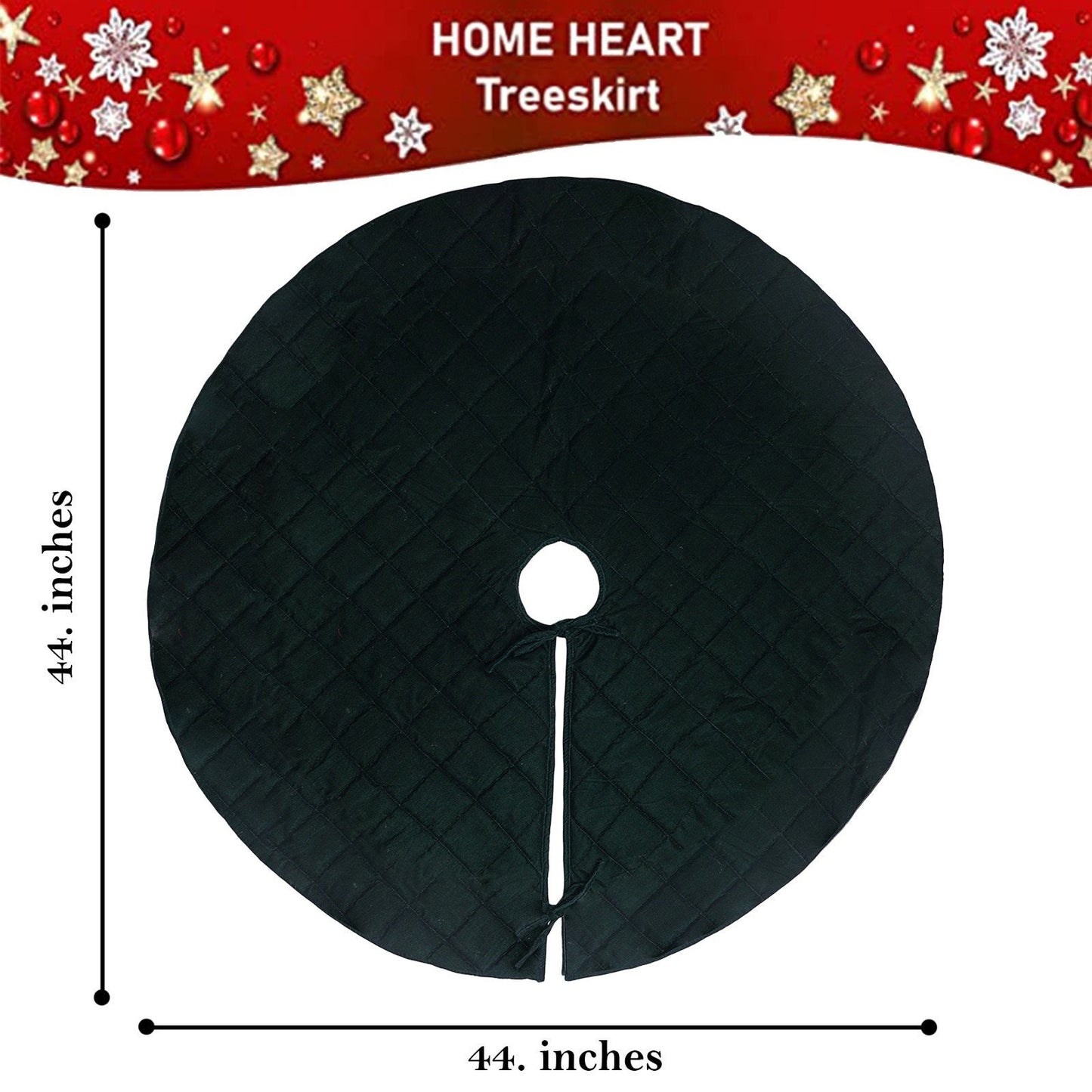 Christmas tree skirt dark bottle green micro Velvet Quilted Thick Double Layer by HOME HEART Brands