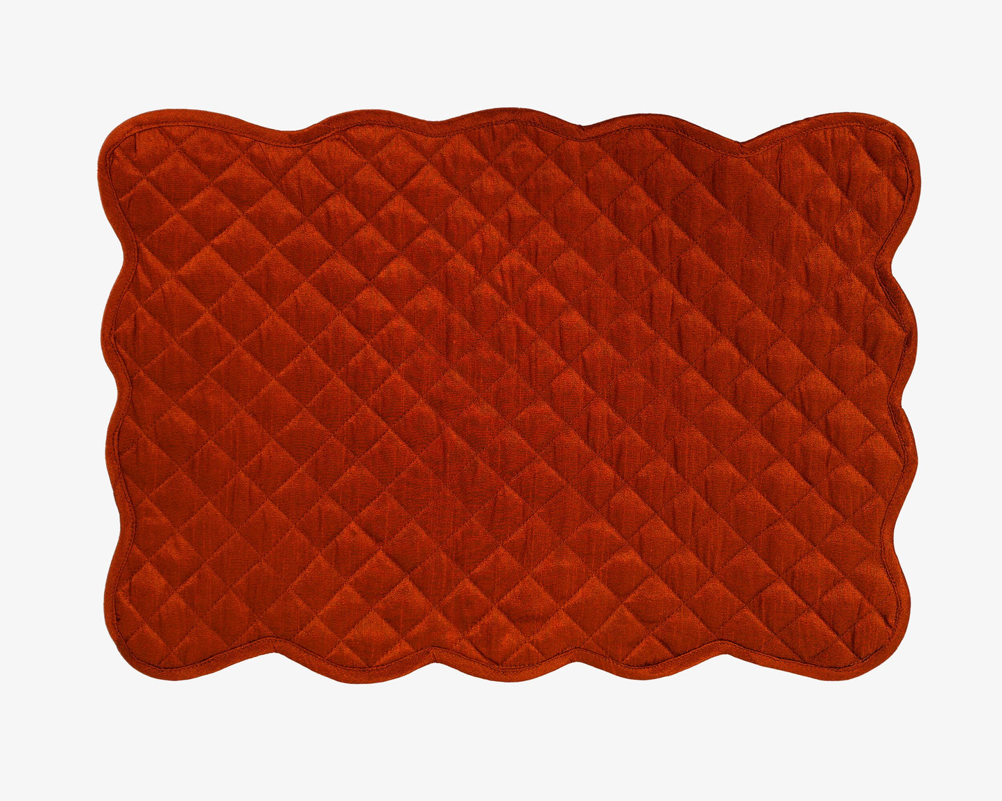Quilted Table runner, Trivet, placemat  & Table toppers duiponi Silk burnt orange reversible design by HOME HEART Brands(Made in India)
