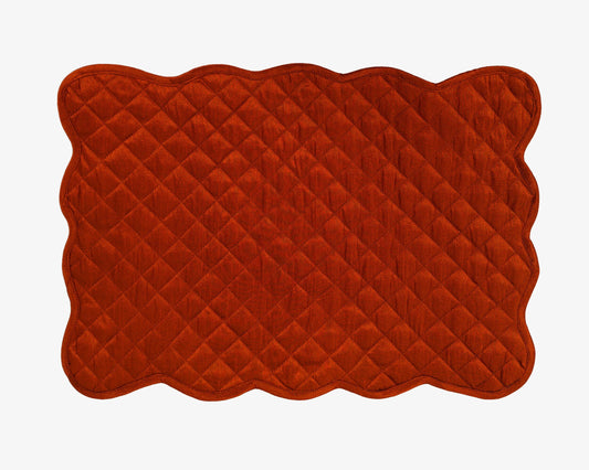 Quilted Table runner, Trivet, placemat  & Table toppers duiponi Silk burnt orange reversible design by HOME HEART Brands(Made in India)