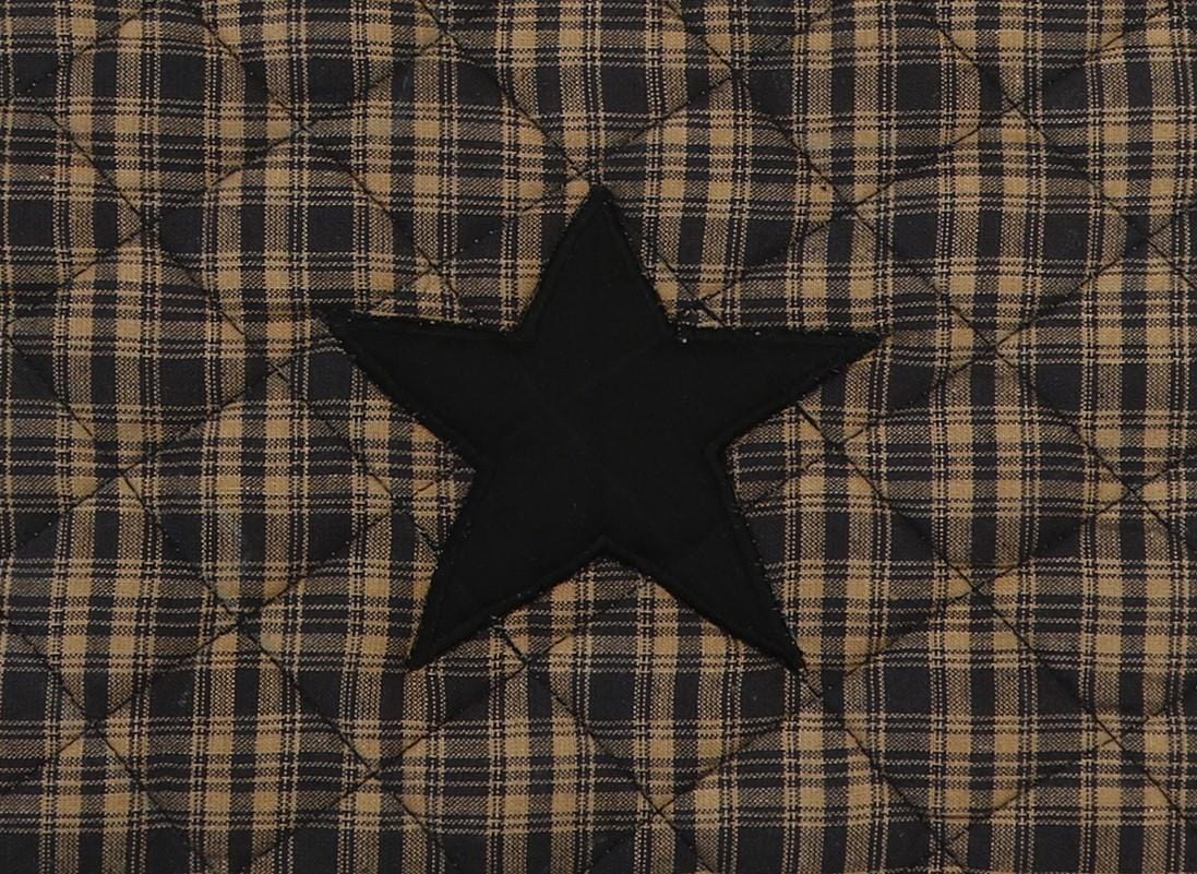 Plaid check Star embroidered valance panel Country black & beige Window Treatment Panels Check valance by HOME HEART Brands (Made in India)