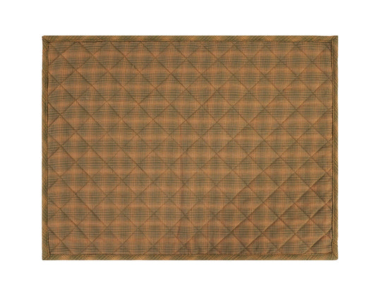 Quilted PLACEMAT / Table mat green gold plaid green accent Country Plaid 14"X19" by HOME HEART Brands(Made in India)