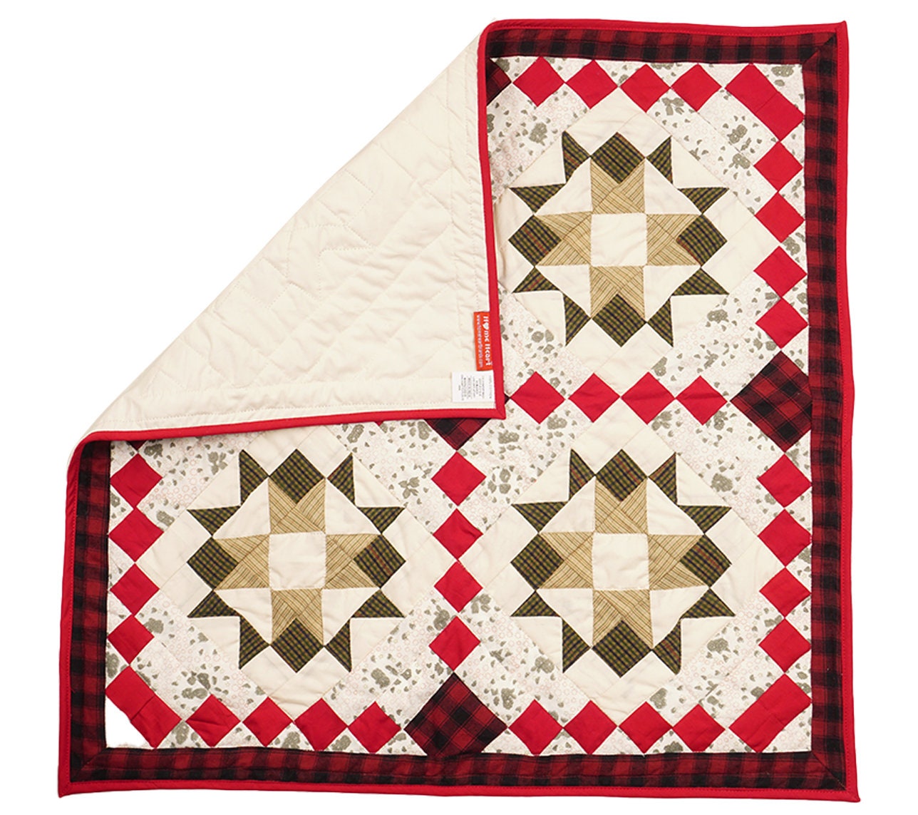 Table runner, small quilt,Wallhanging Table Toppers multi prints Twinkle star patchwork with sew pocket by HOME HEART Brands(Made in India)