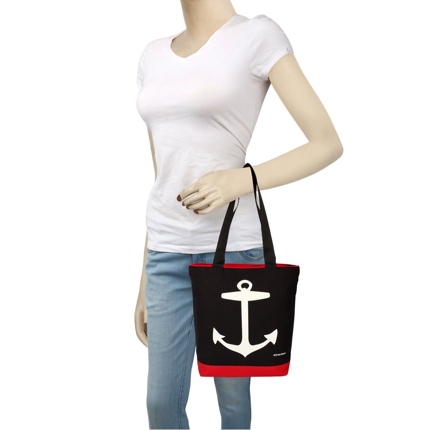 Hand bag Canvas shoulder duck cotton Tote Bag Nautical Anchor Theme 12oz with Pocket, Top for Shopping, Picnic, School , Travel, Beach