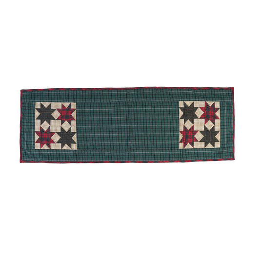 Hand Quilted patchwork 13"x42" Table Runner & Toppers Country planned sampler plaid cotton fabric by HOME HEART Brands(made in INDIA)