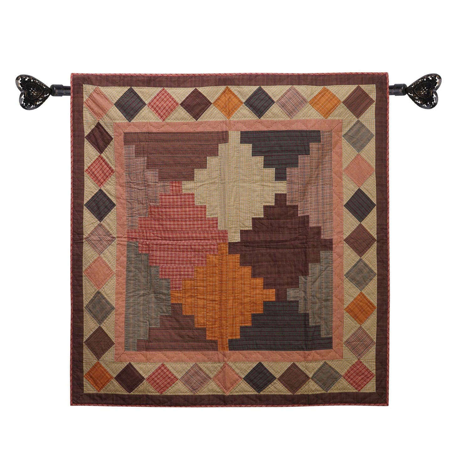 Hand Quilted Throw quilt, wall hanging ,Table Topper 45"x45" patchwork country Autumn Rocky mountain by Home Heart brands (Made in India)
