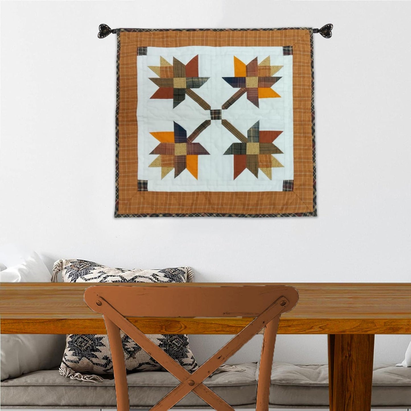 Hand made hand quilted quilt, table accent piece, Table topper Autumn leaves fall quilt 100% Cotton Heirloom Quality by HOME HEART Brands