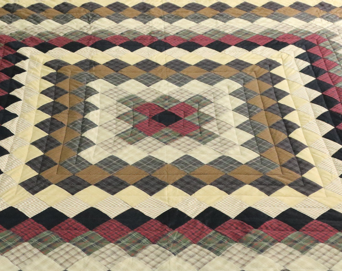 Make to order Hand Quilted bedspread Quilt Trip around the world Primitive Country Patchwork Design Mix Plaid Fabric by HOME HEART Brands
