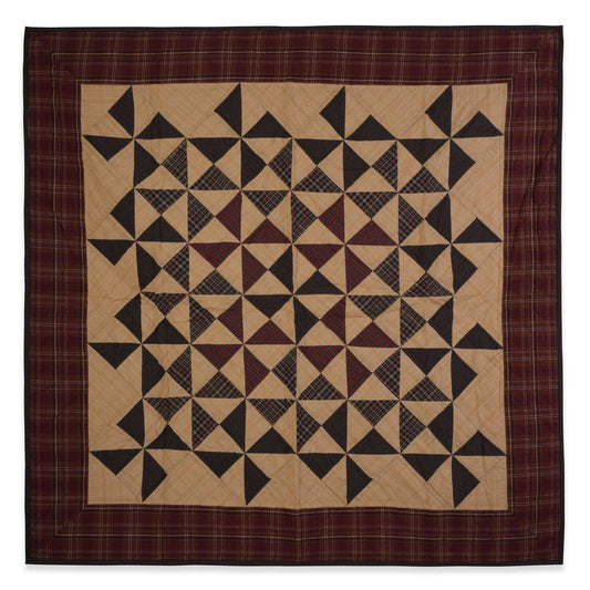 Hand made calico plaid Pinwheel 44"x44" Cotton Hand Quilted patchwork Wall hanging & Toppers, baby quilt by HOME HEART Brands