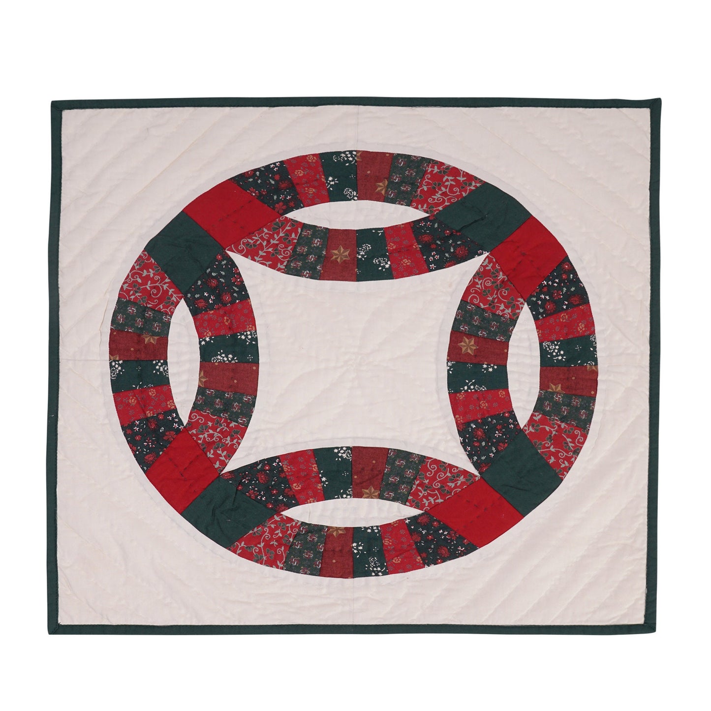 Hand Quilted table topper, square mat runner, patchwork , small quilt, Calico floral prints sew pocket by HOME HEART Brands(Made in India)
