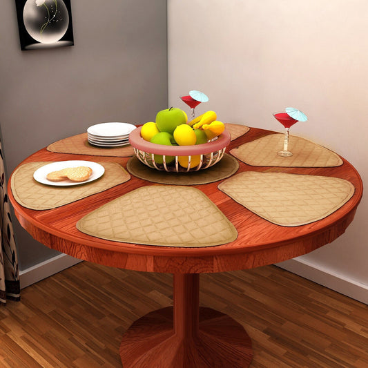 Wedge quilted placemat ,Trivet, pot holder, table mat beige duck cotton reversible by HOME HEART Brands( Made in India)
