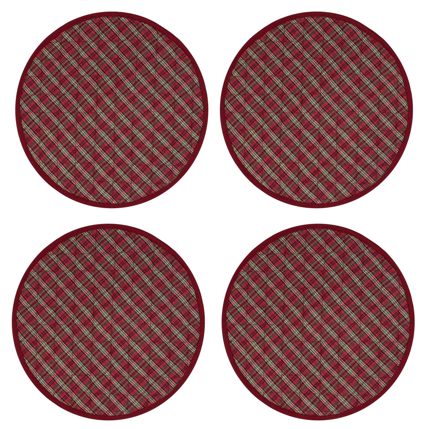 Wedge quilted placemat ,Trivet, pot holder, table mat christmas red plaid cotton reversible placemat by HOME HEART Brands(India)