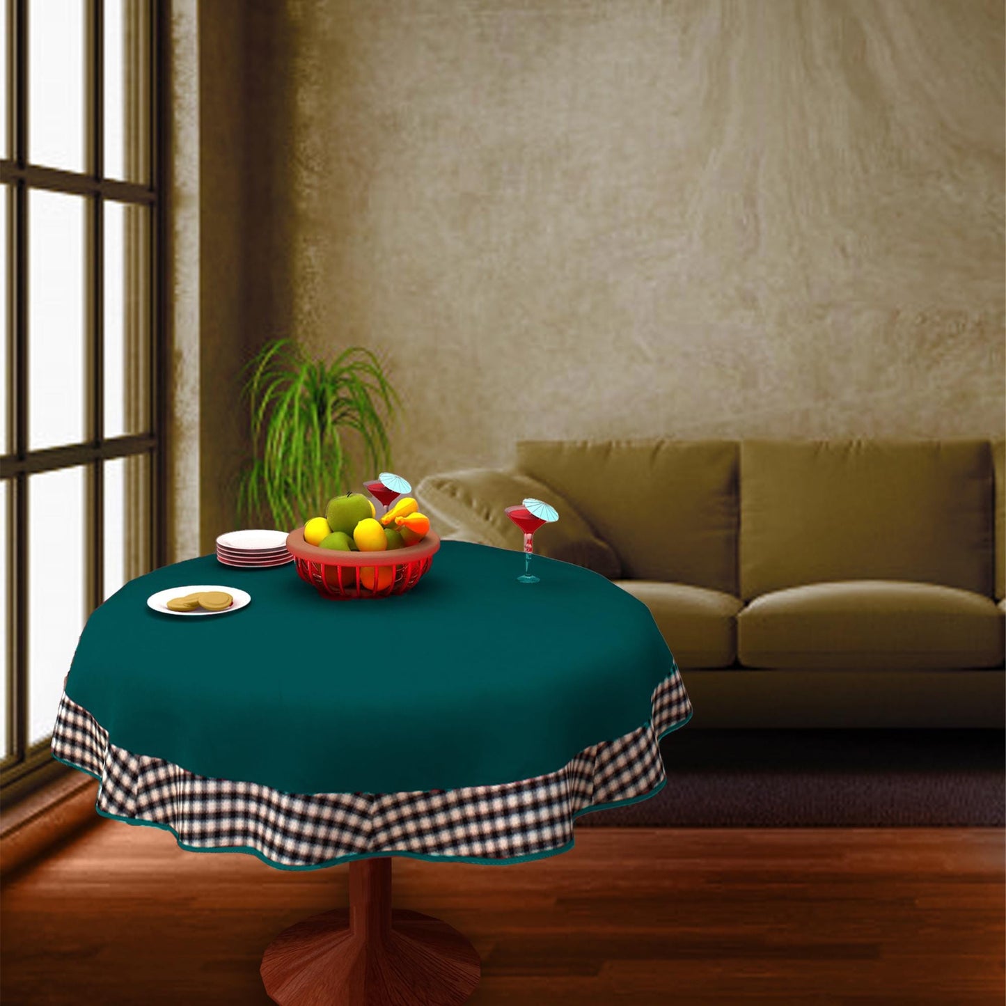 Table Cloth Myrtle Green 10oz(310 gsm) duck Canvas cotton Fabric Dining Tablecover and Machine Washable Made in India by Home Heart Brands