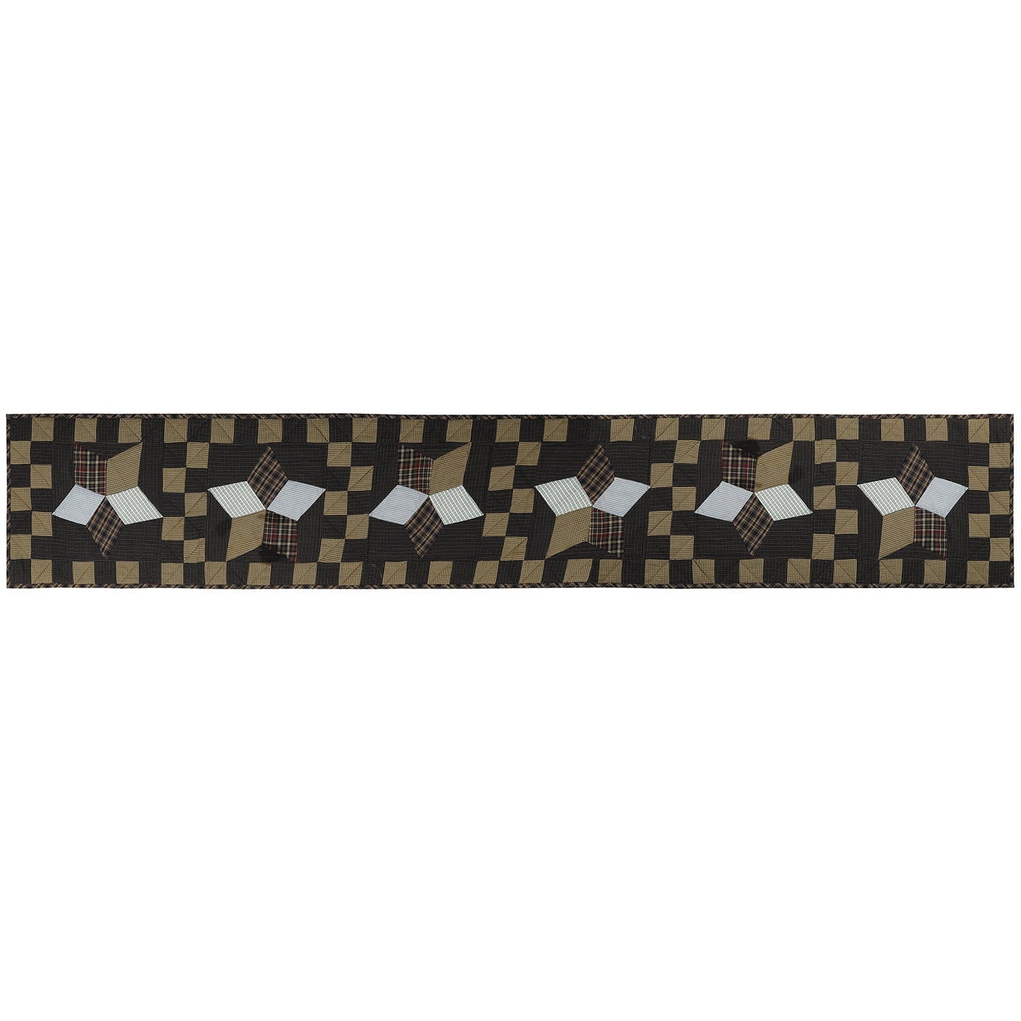 Quilted patchwork Table Runner & Toppers Blazing Country star plaid by HOME HEART Brands(Made India)