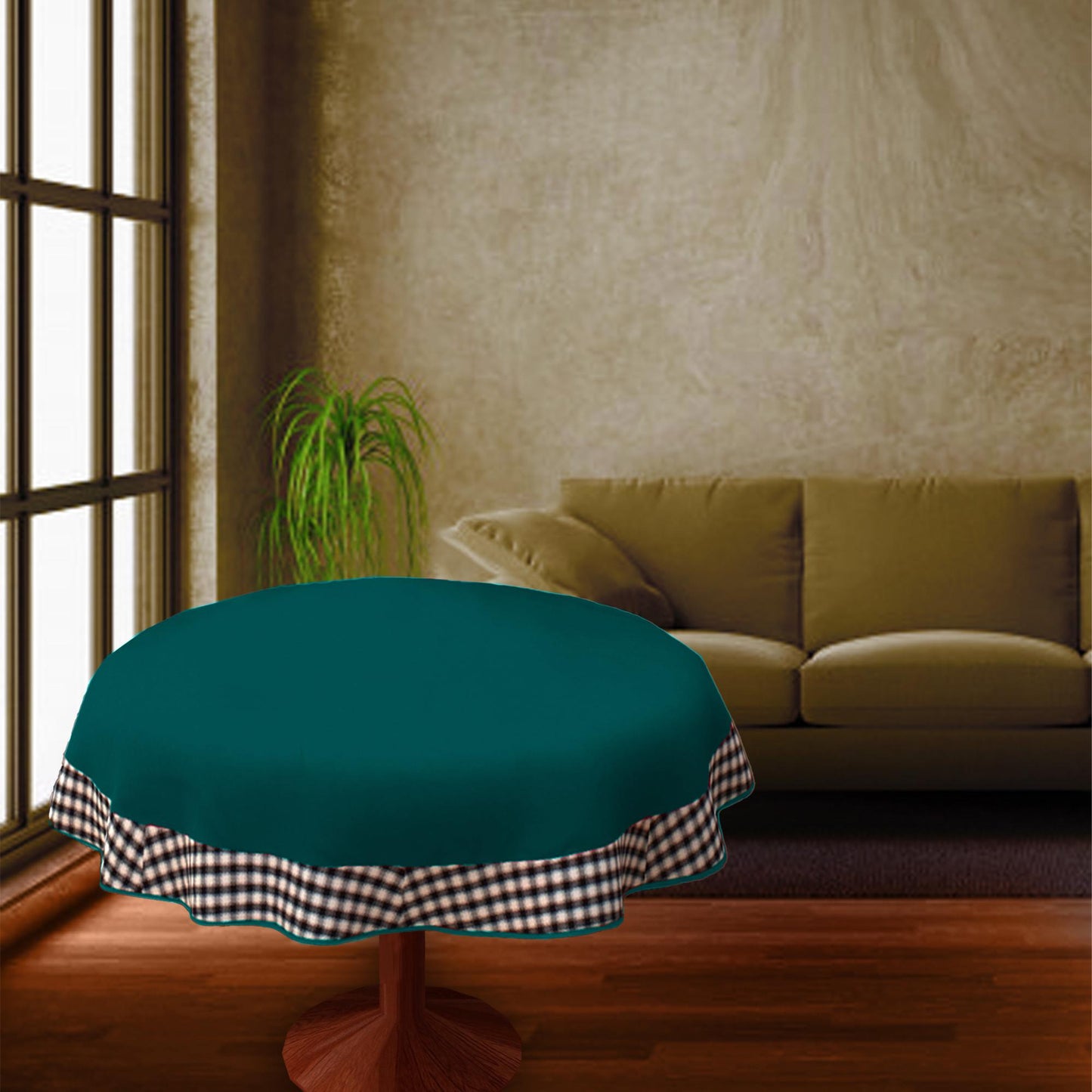 Table Cloth Myrtle Green 10oz(310 gsm) duck Canvas cotton Fabric Dining Tablecover and Machine Washable Made in India by Home Heart Brands