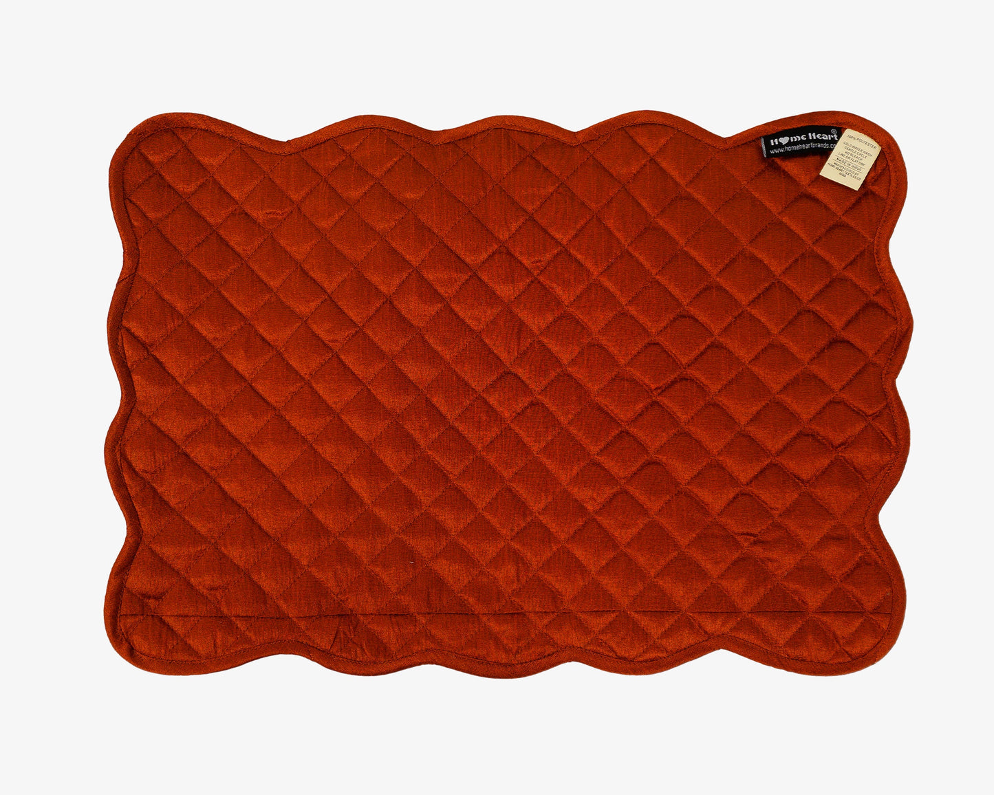 Quilted Table runner, Trivet, placemat  & Table toppers duiponi Silk burnt orange reversible design by HOME HEART Brands(Made in India)