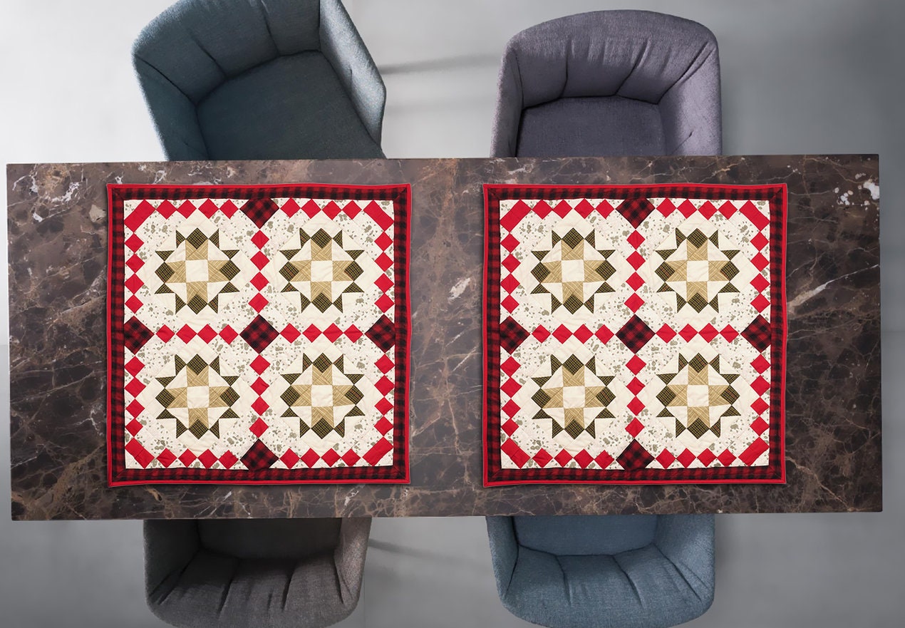 Table runner, small quilt,Wallhanging Table Toppers multi prints Twinkle star patchwork with sew pocket by HOME HEART Brands(Made in India)