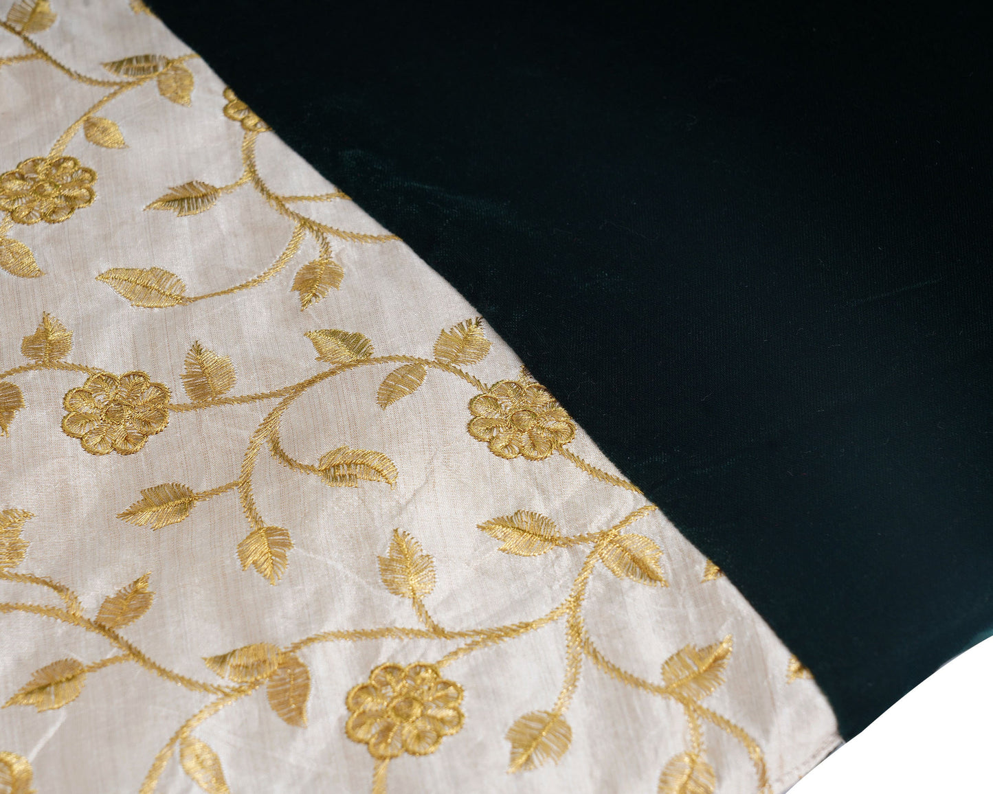 Christmas tree skirt 36" round Micro Velvet green with Gold Embroidered silk fabric Thick Double Layer by HOME HEART Brands