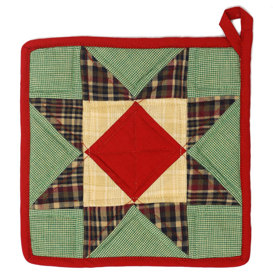 Christmas Quilted Pot Holder/Table topper/hot pads/placemat patchwork Country rising star 9"x9" by HOME HEART Brands( Made in India)