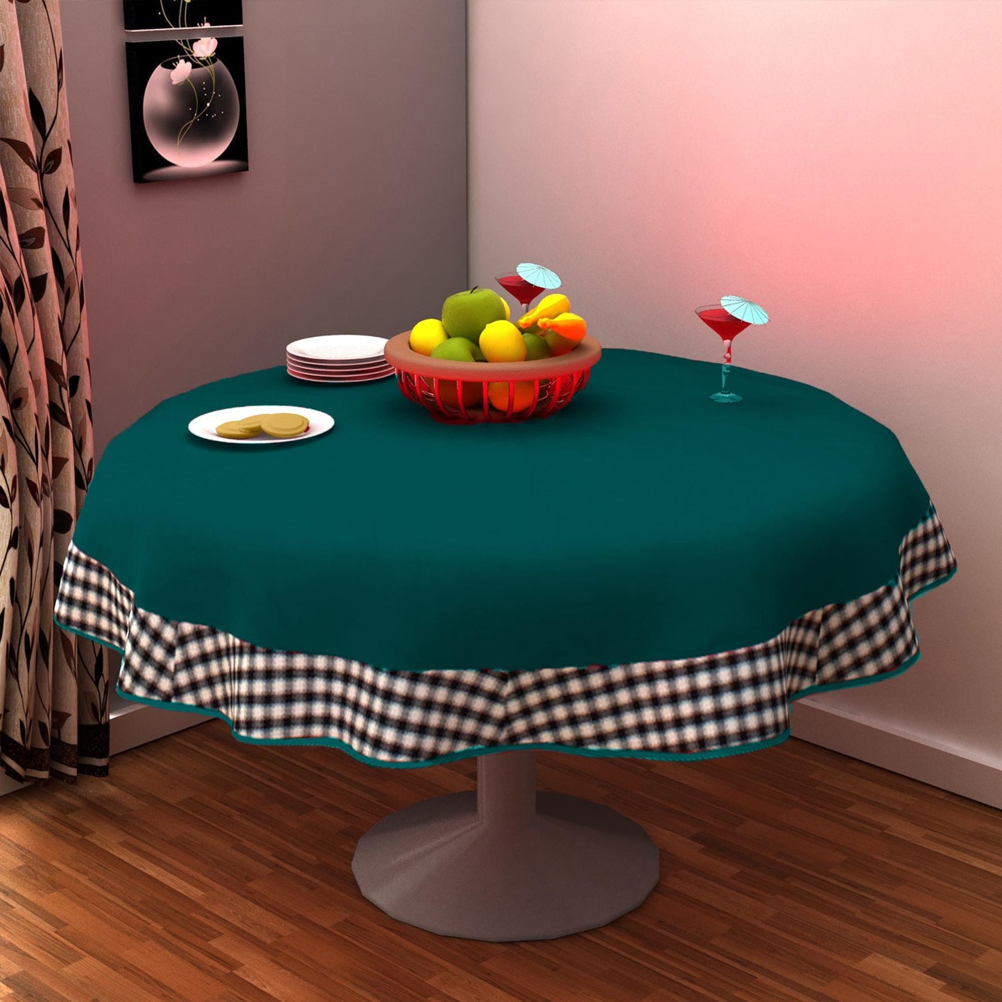 Table Cloth Myrtle Green 10oz(310 gsm) duck Canvas cotton Fabric Dining Tablecover and Machine Washable Made in India by Home Heart Brands