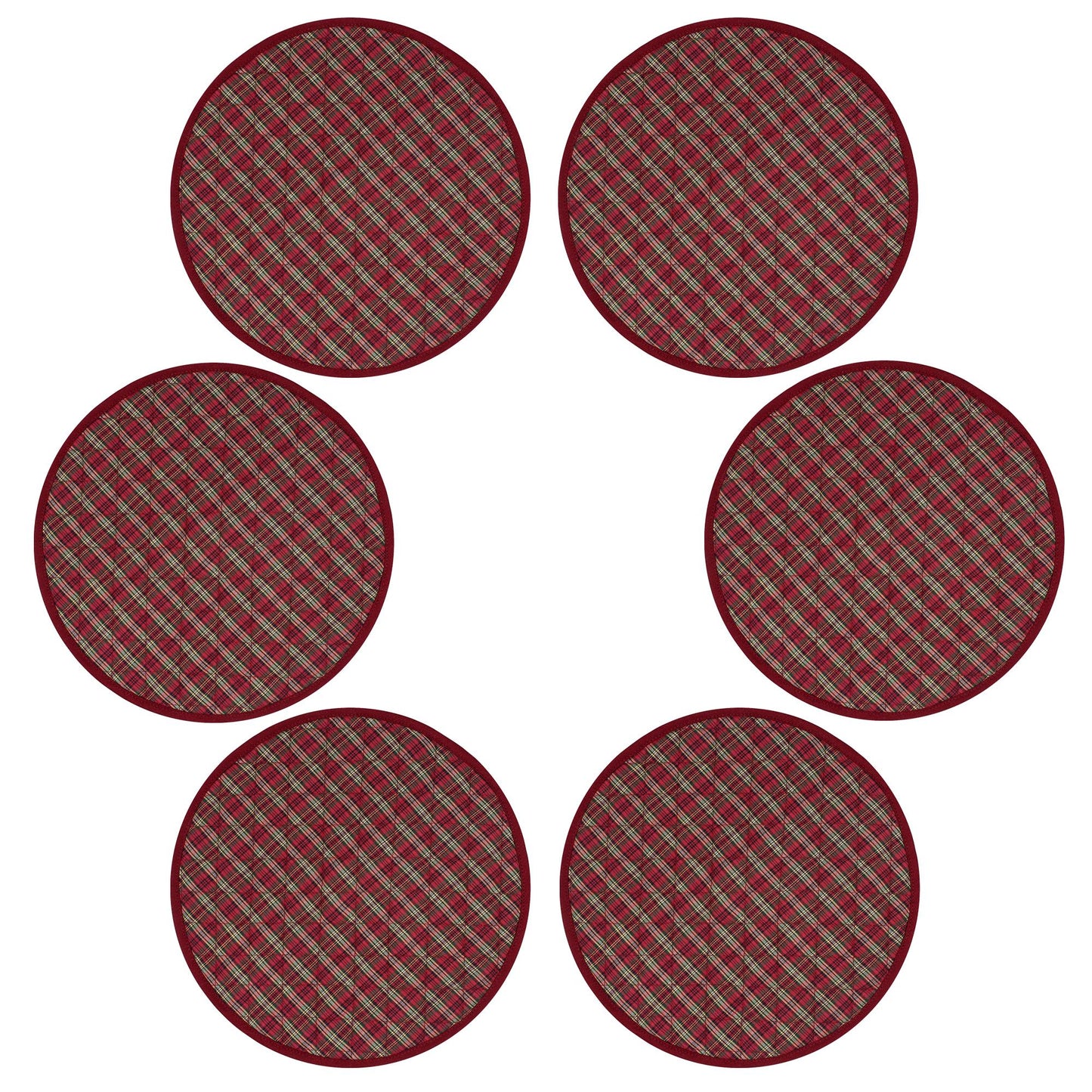 Wedge quilted placemat ,Trivet, pot holder, table mat christmas red plaid cotton reversible placemat by HOME HEART Brands(India)