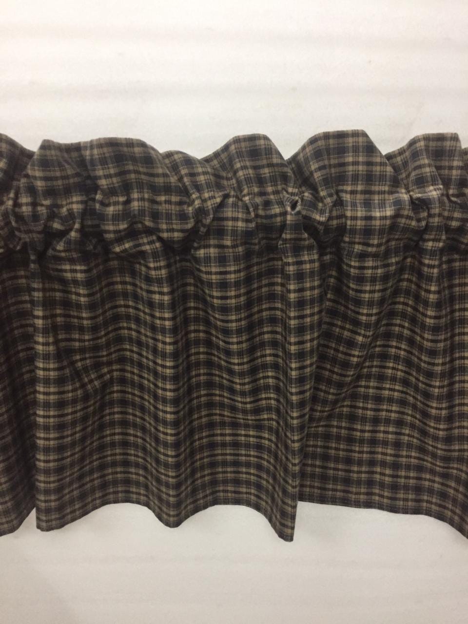 Plaid check valance panel Primitive Country black & beige Window Treatment Panels Check valance by HOME HEART Brands (Made in India)