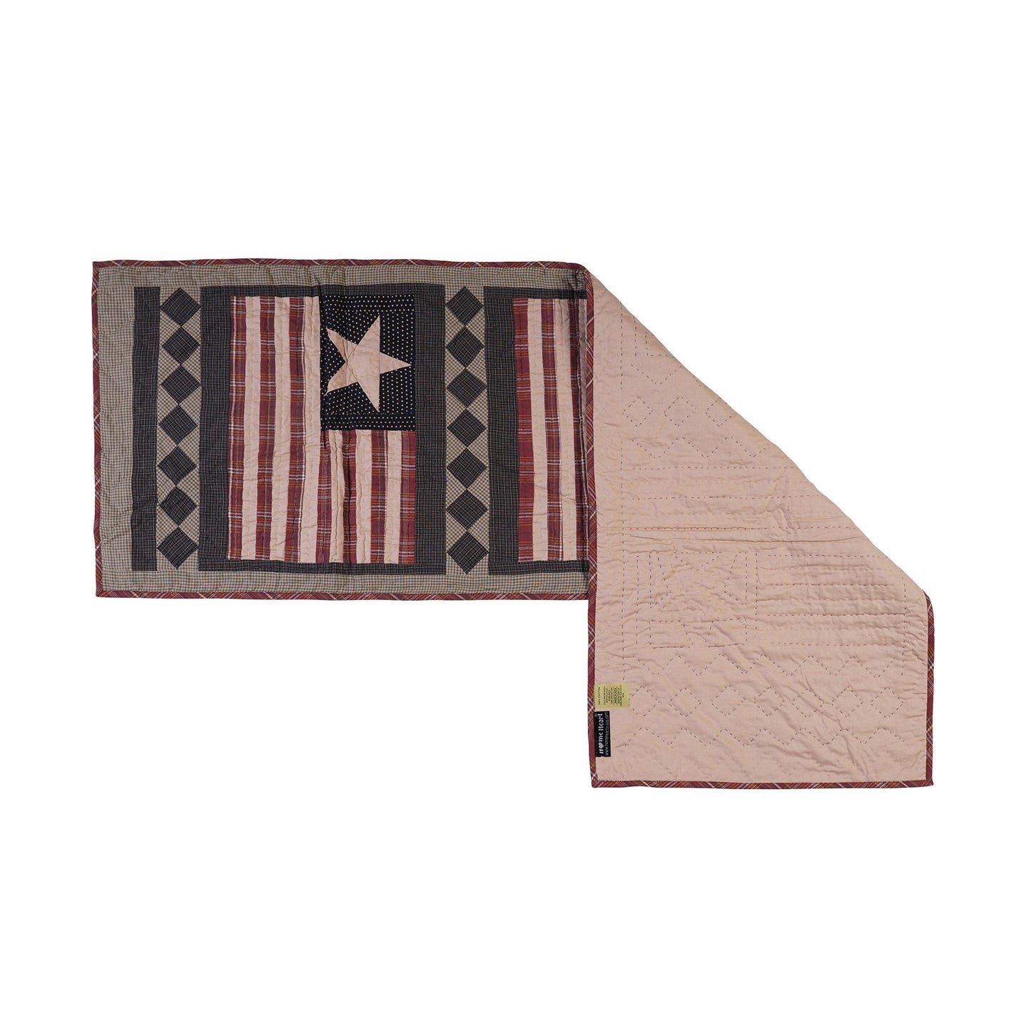 Hand Quilted patchwork 18"x52" Table Runner & Toppers Country Americana flag calico cotton fabric by HOME HEART Brands(made in INDIA)