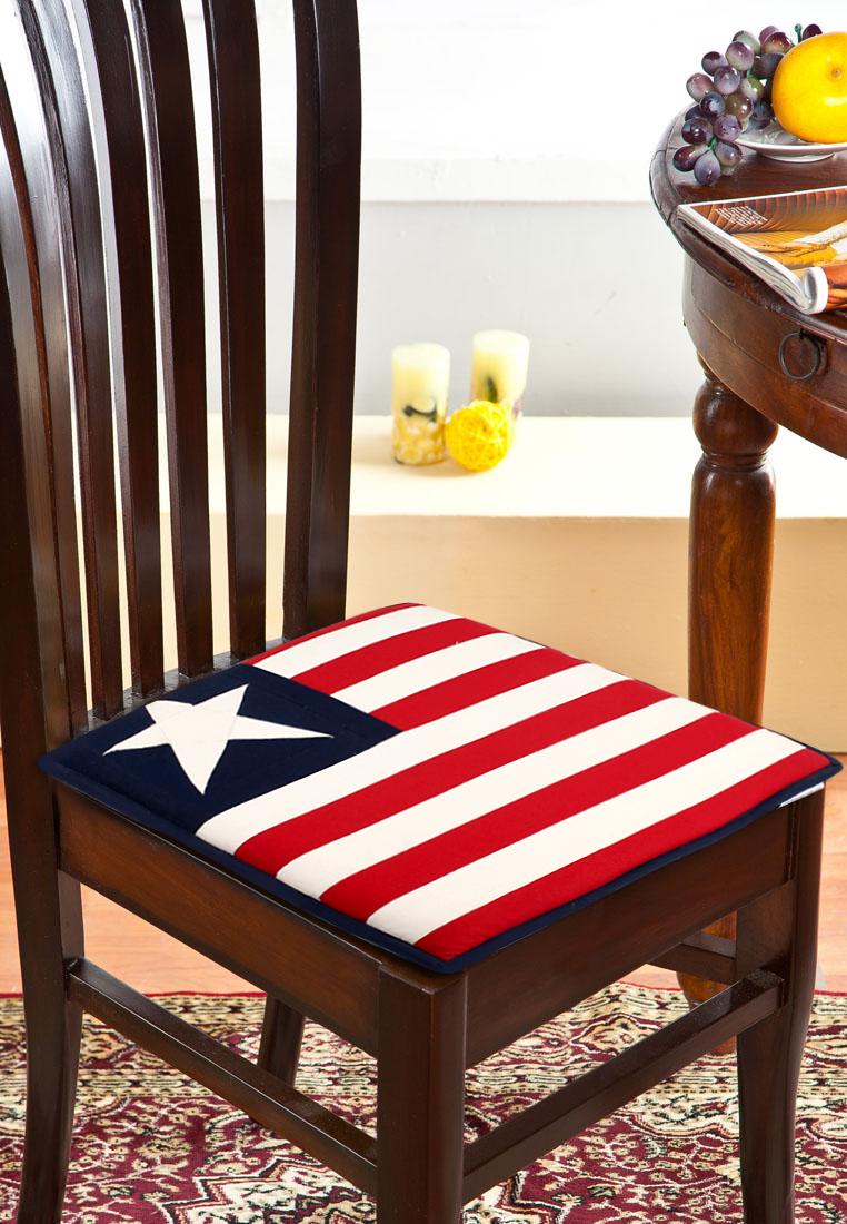 Chair Pad Premium tapestry cotton fabric OLD GLORY 2 inch thick seat pad with ties Any Size Available by Home Heart Brands(Made in India)