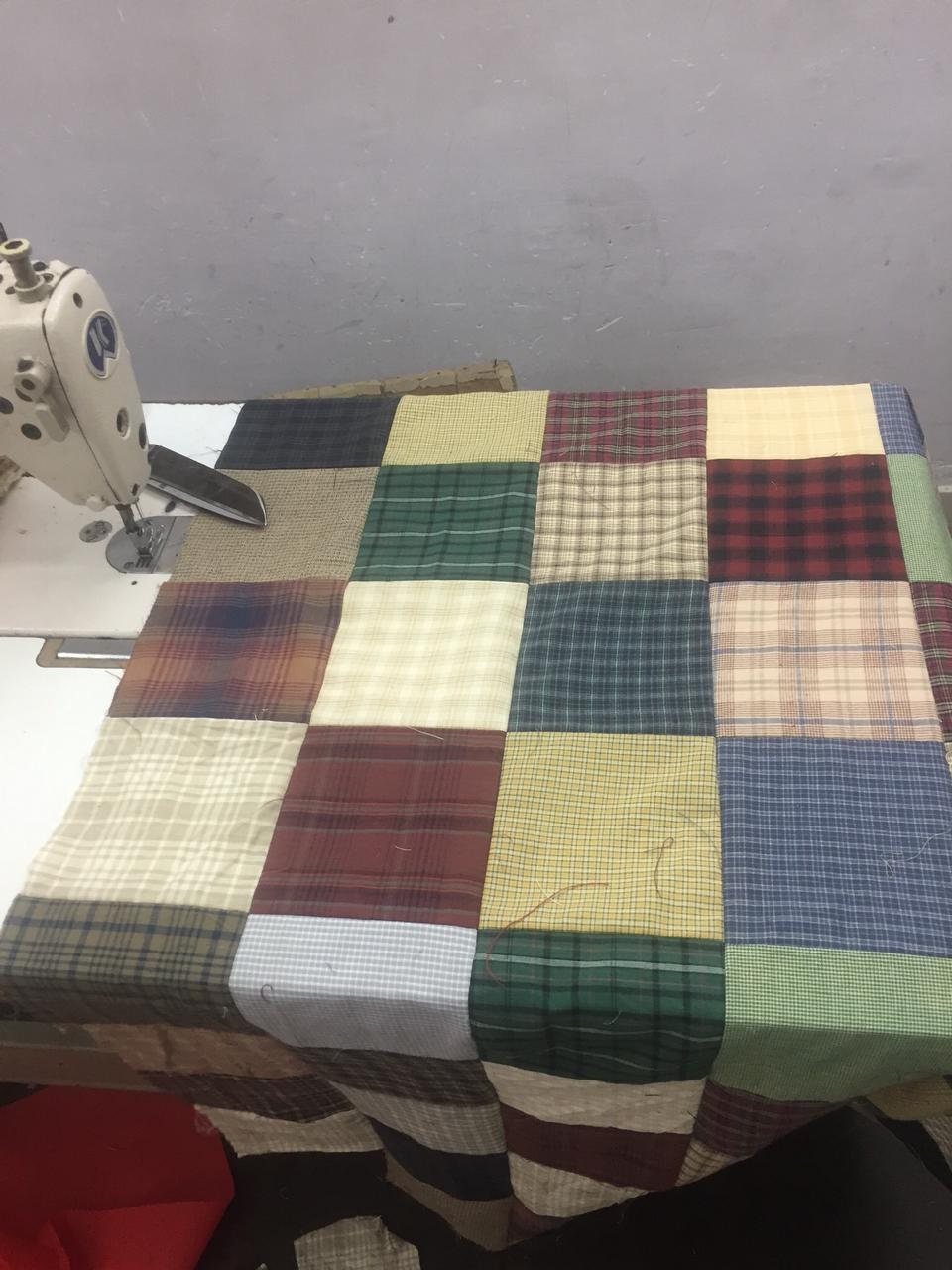 Hand Quilted bedspread Quilt Quilted Square Primitive Country Patchwork Design Mix Plaid Fabric by HOME HEART Brands