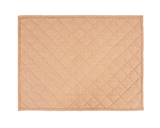 Quilted PLACEMAT Ginger bread light brown Plaid 14"X19" by HOME HEART Brands/Table mat(5927)