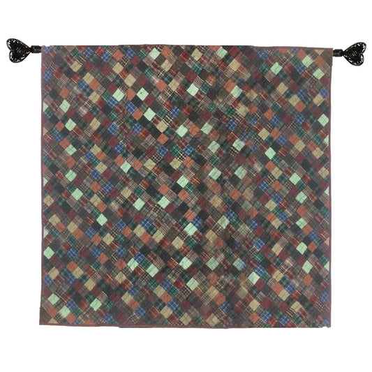 Wall hanging Hand made hand quilted quilt, Throws, Table topper Quilt dazzling square plaid 100% Cotton Quality by HOME HEART Brands