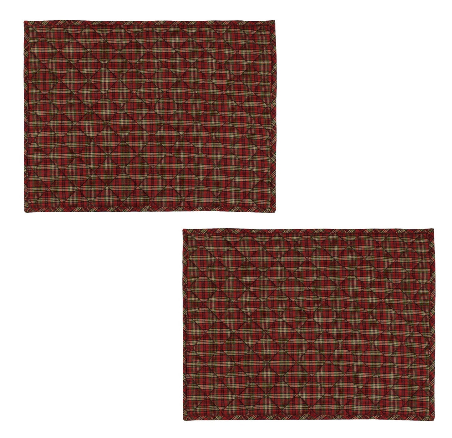 Quilted PLACEMAT cranberry red Country Plaid 14"X19" by HOME HEART Brands/Tablemat
