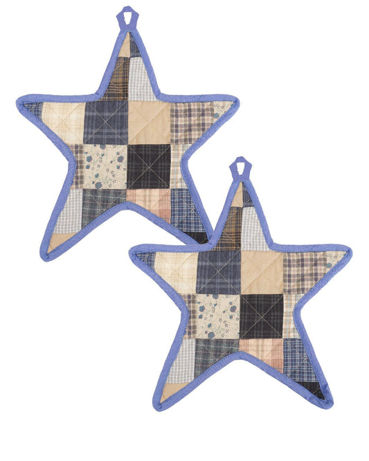 Quilted Trivet/Pot Holder/Table topper/  corn flower mix plaid print American star 10"x10" Patchwork by HOME HEART Brands ( Made in India)