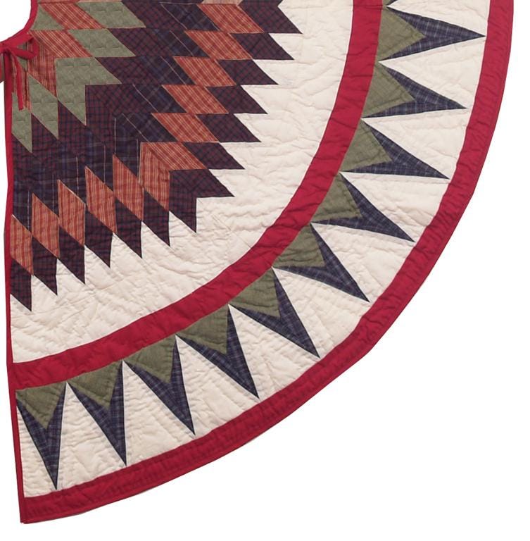 Christmas tree skirt Table top tree skirt Lone Star calico plaid hand quilted patchwork Heirloom Quality by HOME HEART Brands(Made in India)